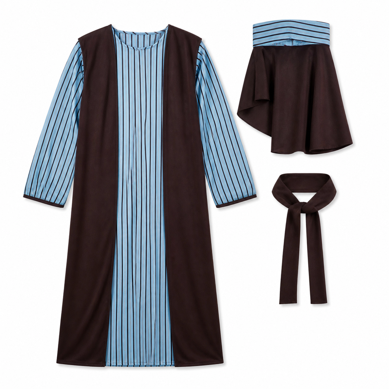 Kids’ Blue Shepherd Costume – Tunic, Belt & Headpiece white background product image