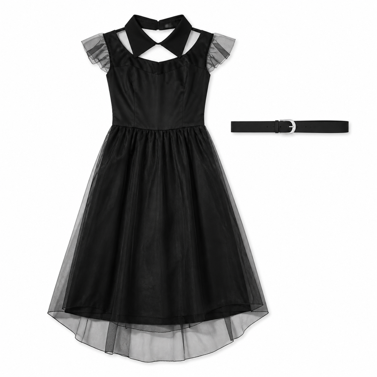 Kids’ Black Prom Dress Costume with Belt white background product image