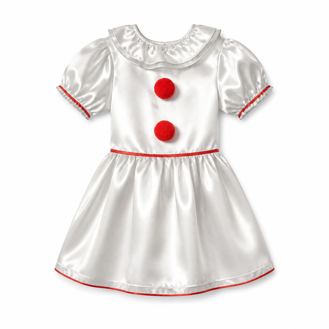 Kids’ Silver Spooky Clown Dress Costume white background product image