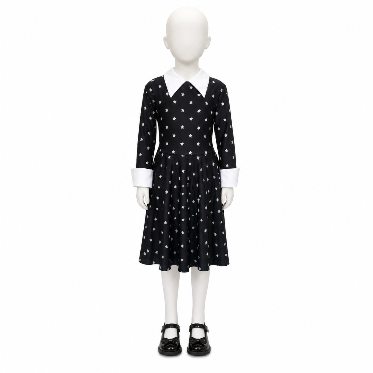 Kids’ Black Star Goth Girl Dress Costume white background product image