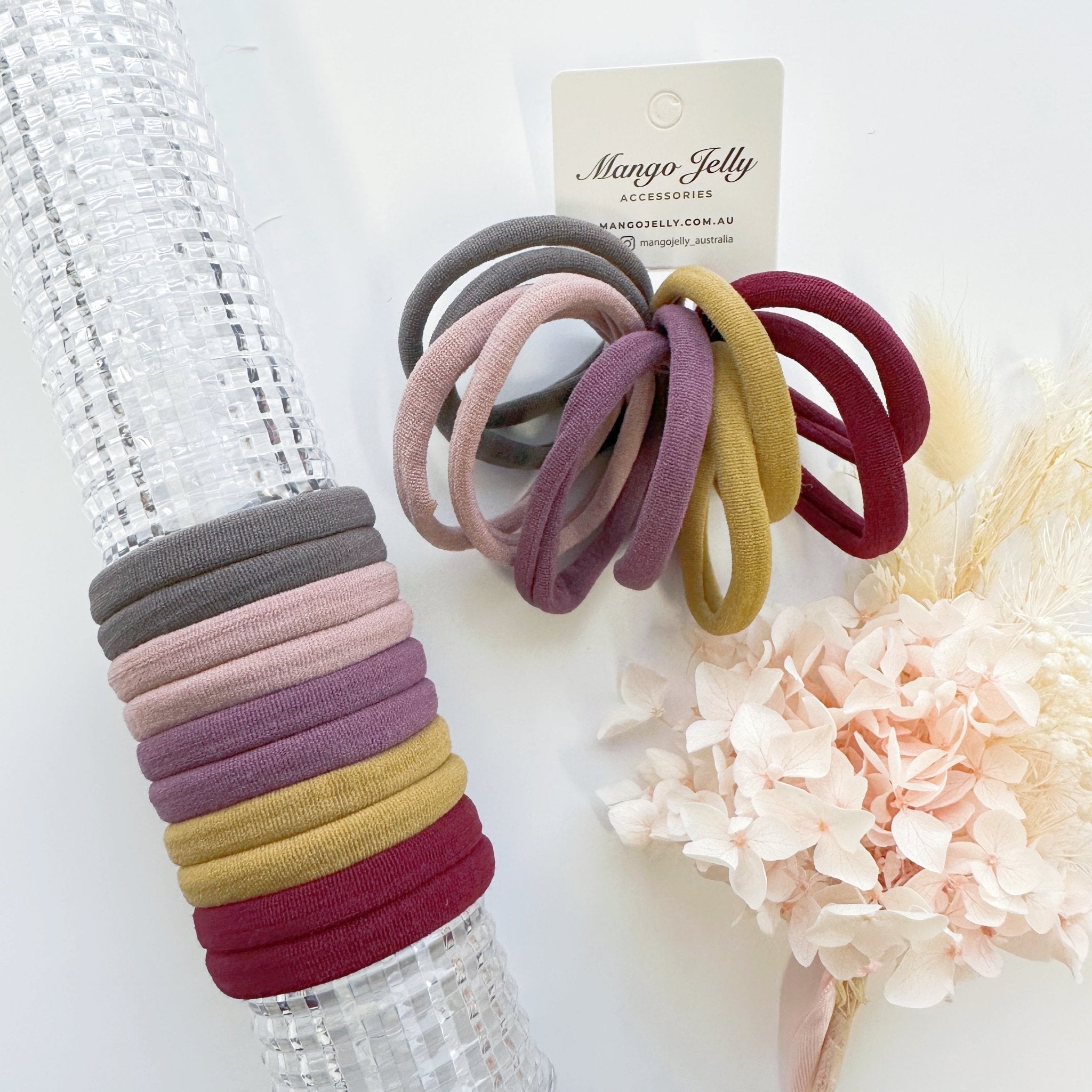 MANGO JELLY Metal Free Hair ties (4.5cm) - Blush Mixed 10P - One Pack - NuSea