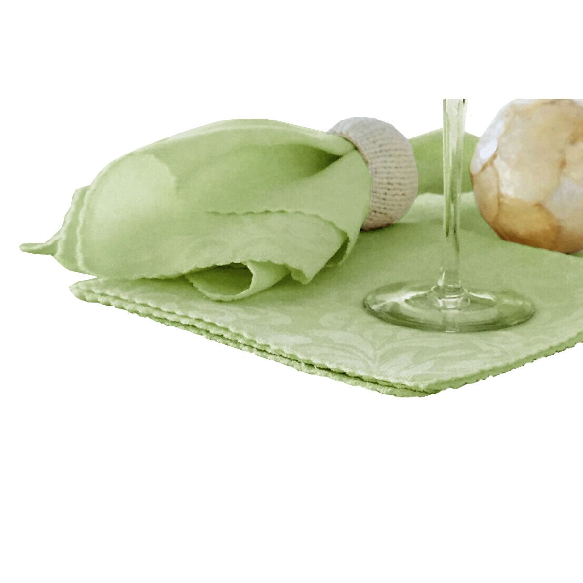 Set of 6 Damask Embossed Polyester Cotton Napkins Seacrest 40 x 40cm - NuSea