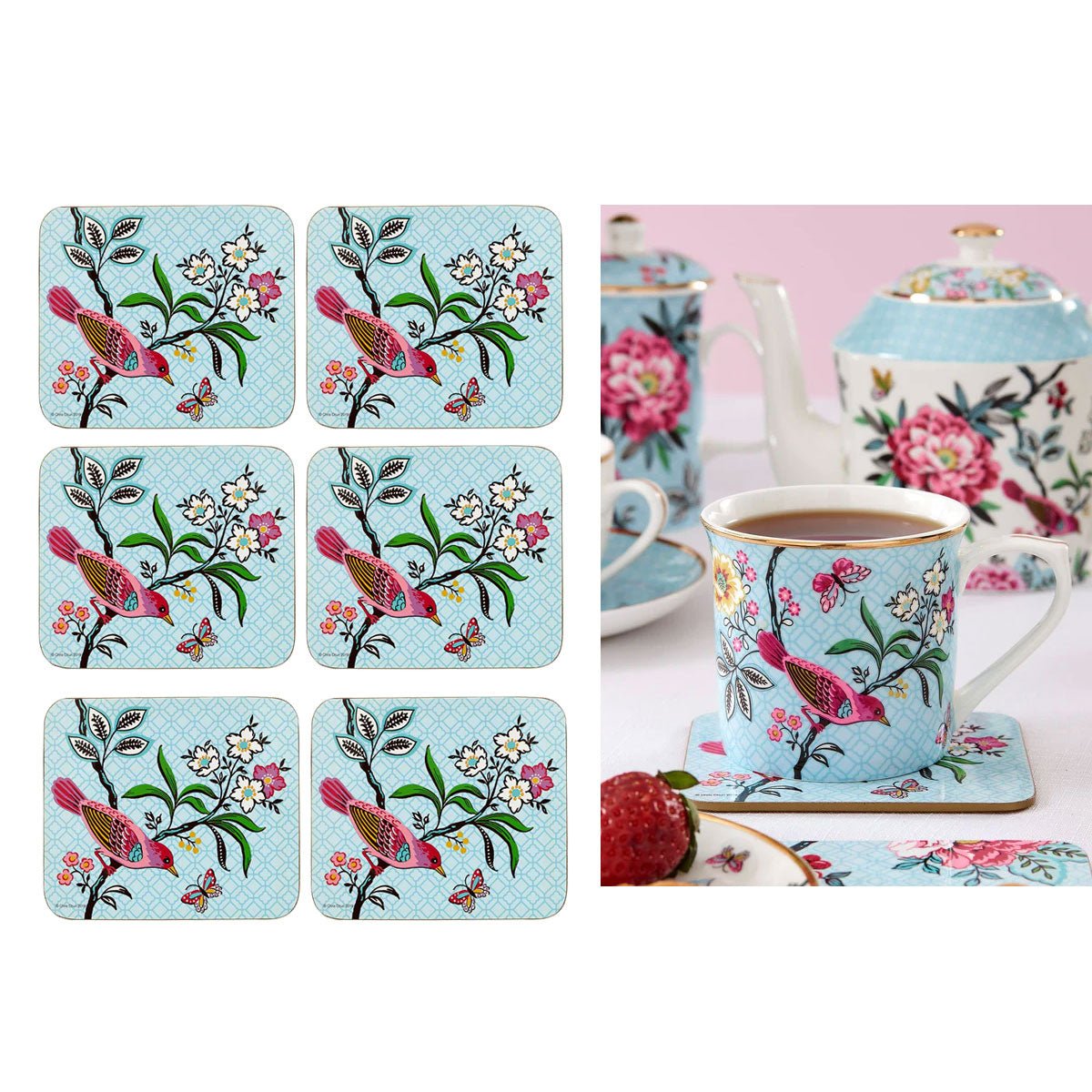 Set of 6 Jardin Peony Coasters 11x9.7x0.4cm - NuSea