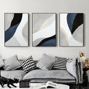 Wall Art 80cmx120cm Abstract Navy Blue 3 Sets Black Frame Canvas - NuSea