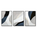Wall Art 80cmx120cm Abstract Navy Blue 3 Sets Black Frame Canvas - NuSea