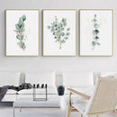 Wall Art 80cmx120cm Eucalyptus Plant 3 Sets Gold Frame Canvas - NuSea