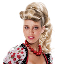 Blonde fashion wig shown on model