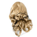 Blonde fashion wig back view, cleaned white background