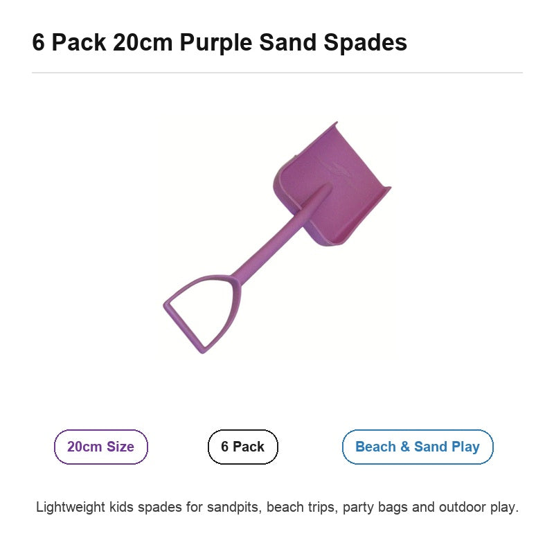 20cm purple sand spades pack and play features