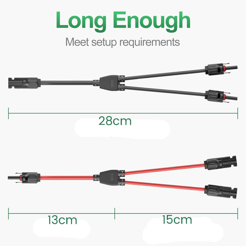 1 Pair Solar Connector Y Branch Parallel Adapter Cable Solar Panel Connectors Wire Plug Solar Panel - NuSea