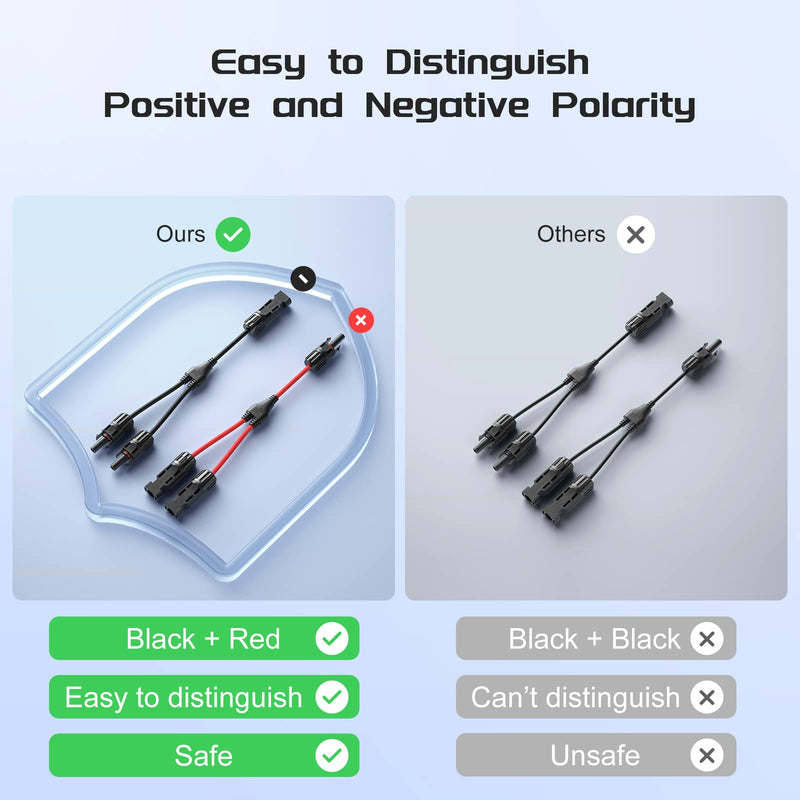 1 Pair Solar Connector Y Branch Parallel Adapter Cable Solar Panel Connectors Wire Plug Solar Panel - NuSea