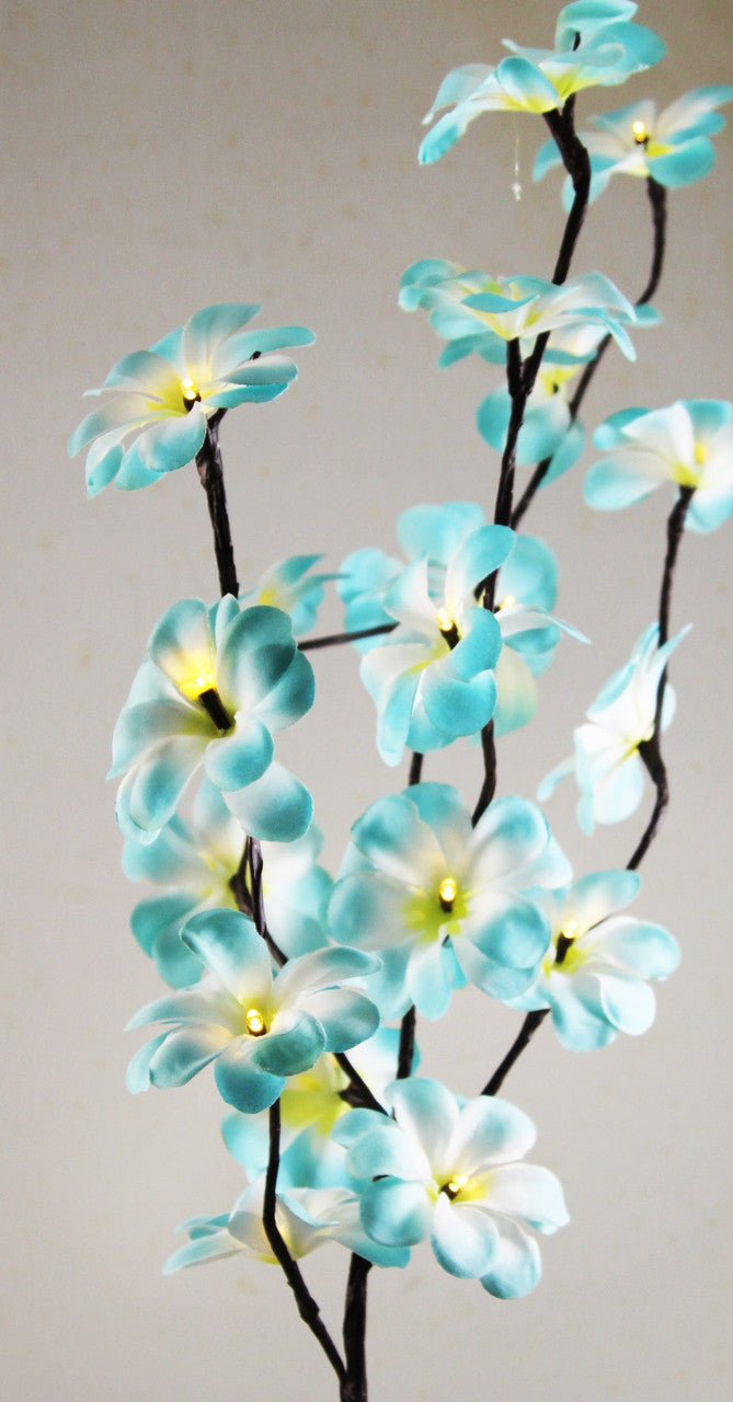 1 Set of 50cm H 20 LED Blue Frangipani Tree Branch Stem Fairy Light Wedding Event Party Function Table Vase Centrepiece Tropical Decoration - NuSea