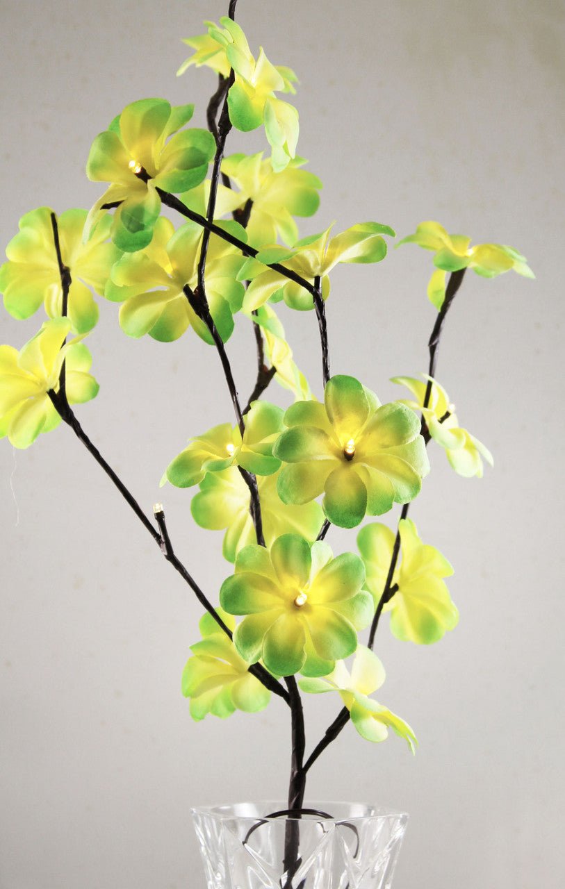 1 Set of 50cm H 20 LED Green Frangipani Tree Branch Stem Fairy Light Wedding Event Party Function Table Vase Centrepiece Tropical Decoration - NuSea