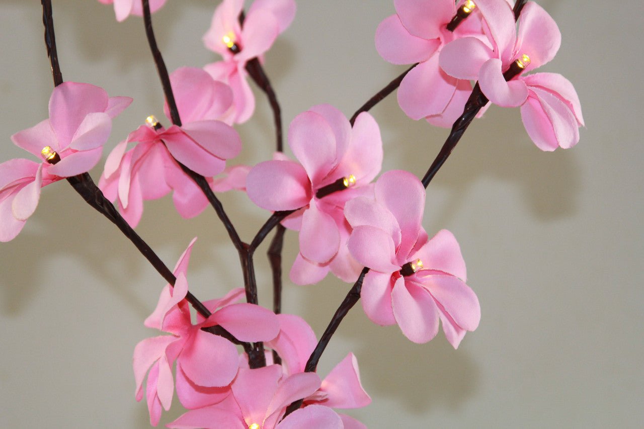 1 Set of 50cm H 20 LED Pink Frangipani Tree Branch Stem Fairy Light Wedding Event Party Function Table Vase Centrepiece Decoration Girl Bedroom - NuSea