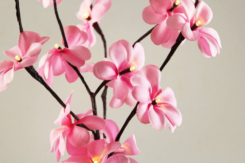 1 Set of 50cm H 20 LED Pink Frangipani Tree Branch Stem Fairy Light Wedding Event Party Function Table Vase Centrepiece Decoration Girl Bedroom - NuSea