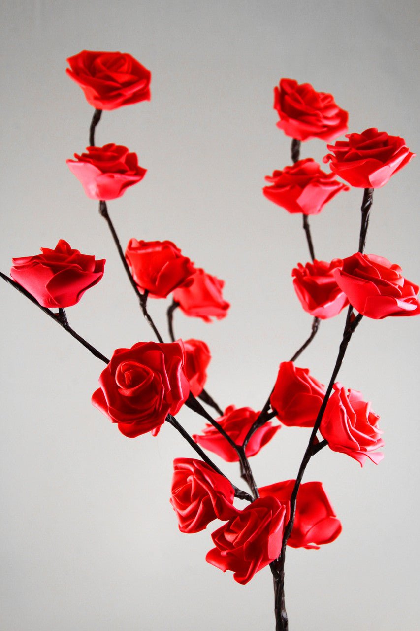 1 Set of 50cm H 20 LED Red Rose Tree Branch Stem Fairy Light Wedding Event Party Function Table Vase Centrepiece Decoration - NuSea
