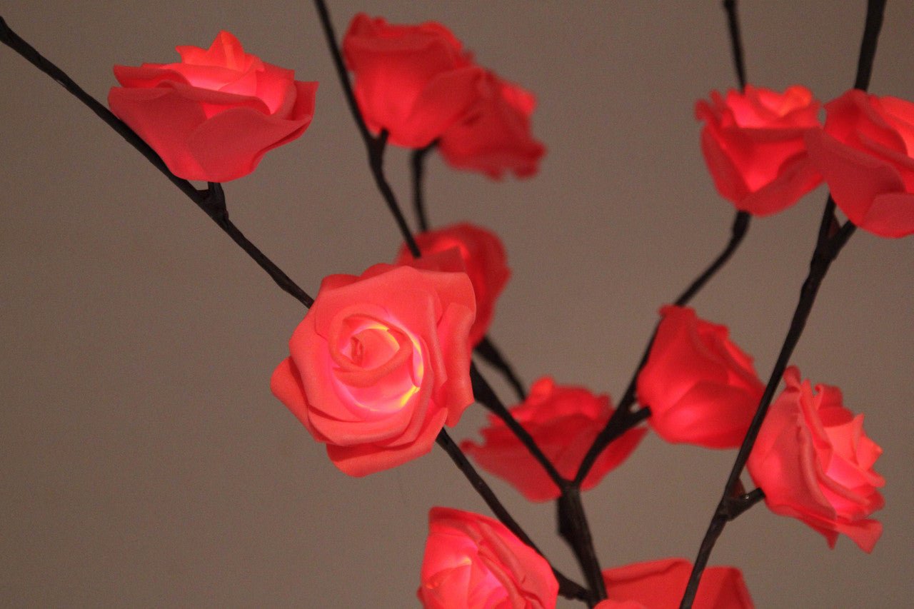 1 Set of 50cm H 20 LED Red Rose Tree Branch Stem Fairy Light Wedding Event Party Function Table Vase Centrepiece Decoration - NuSea