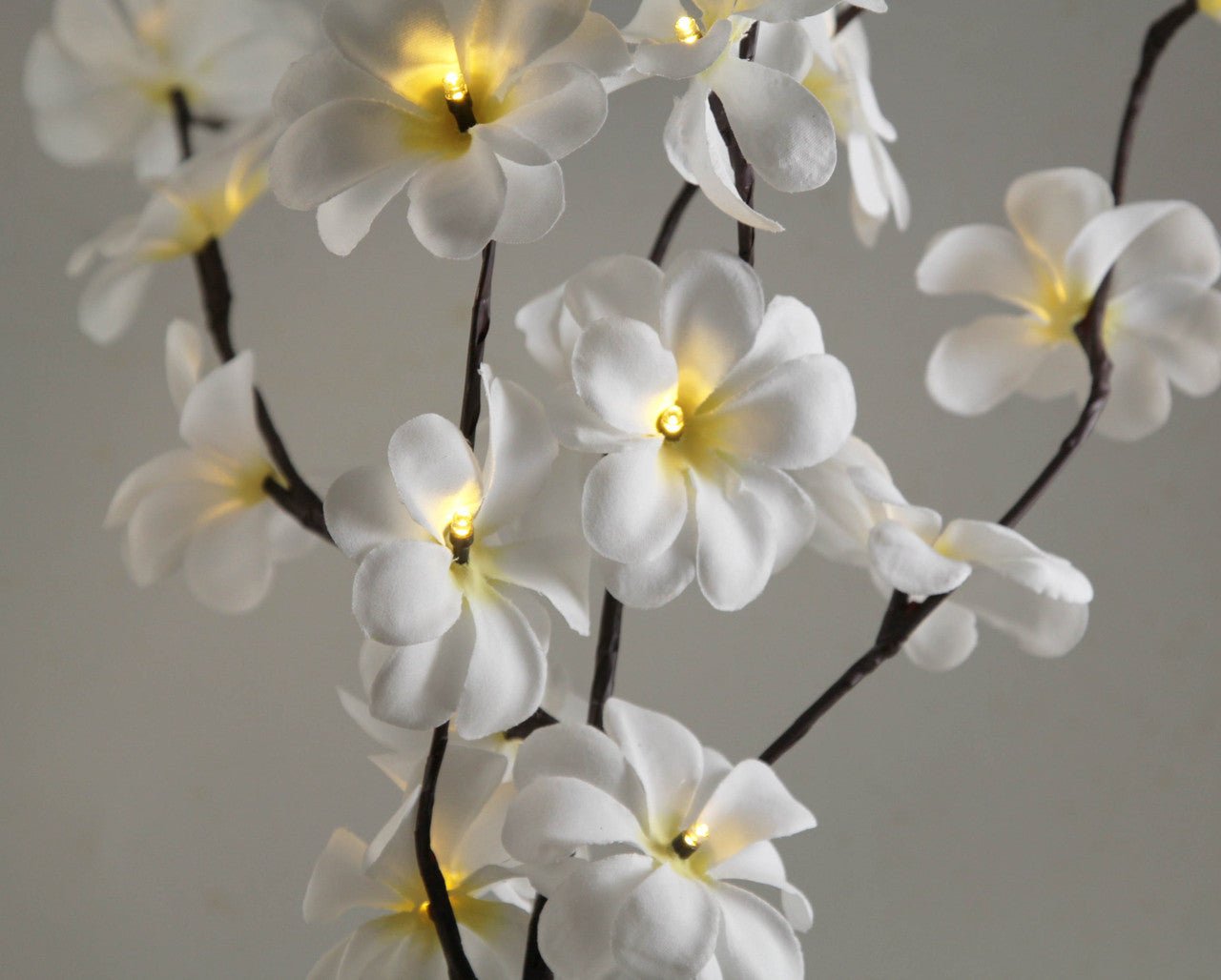 1 Set of 50cm H 20 LED White Frangipani Tree Branch Stem Fairy Light Wedding Event Party Function Table Vase Centrepiece Decoration - NuSea