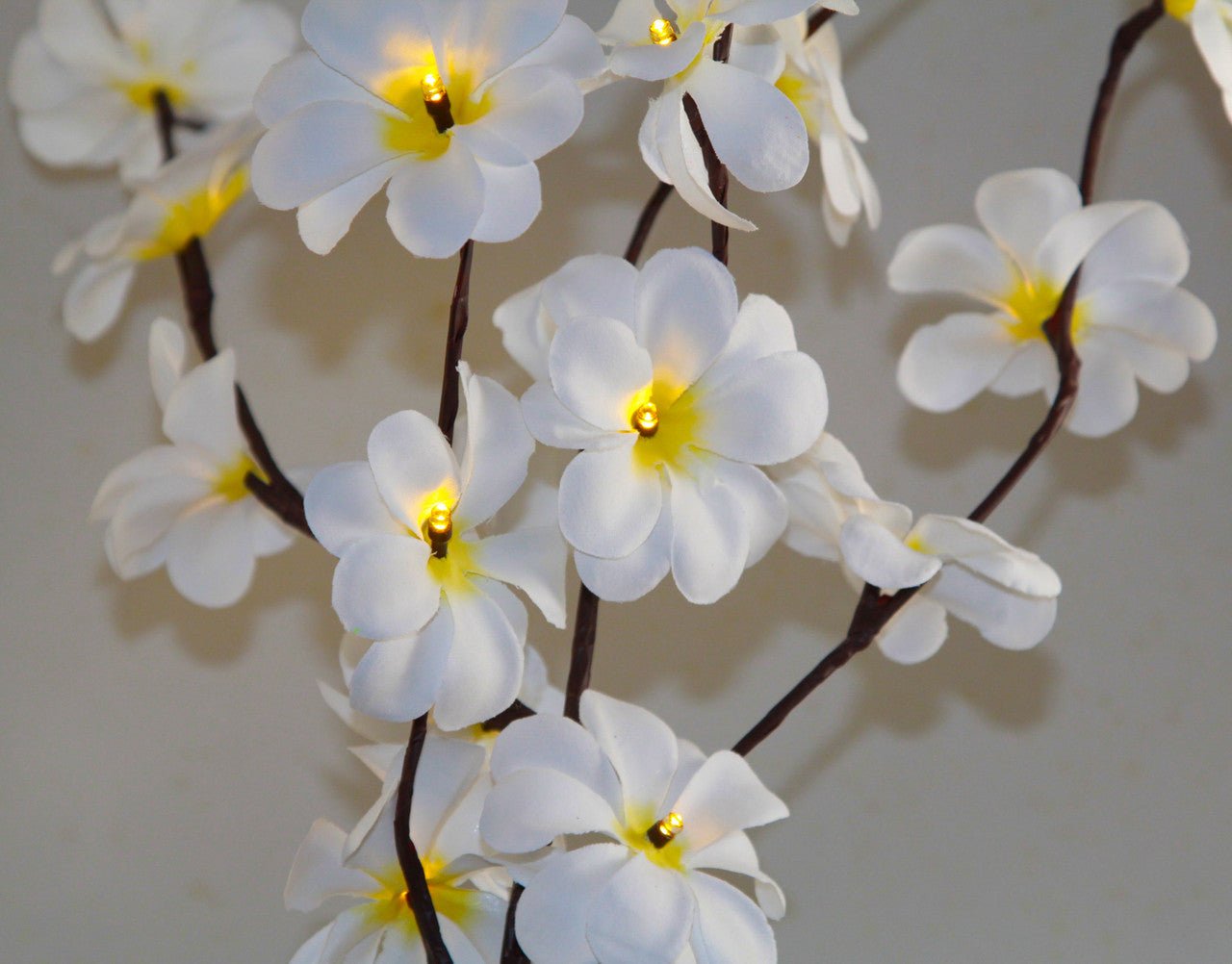1 Set of 50cm H 20 LED White Frangipani Tree Branch Stem Fairy Light Wedding Event Party Function Table Vase Centrepiece Decoration - NuSea