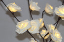 1 Set of 50cm H 20 LED White Rose Tree Branch Stem Fairy Light Wedding Event Party Function Table Vase Centrepiece Decoration - NuSea