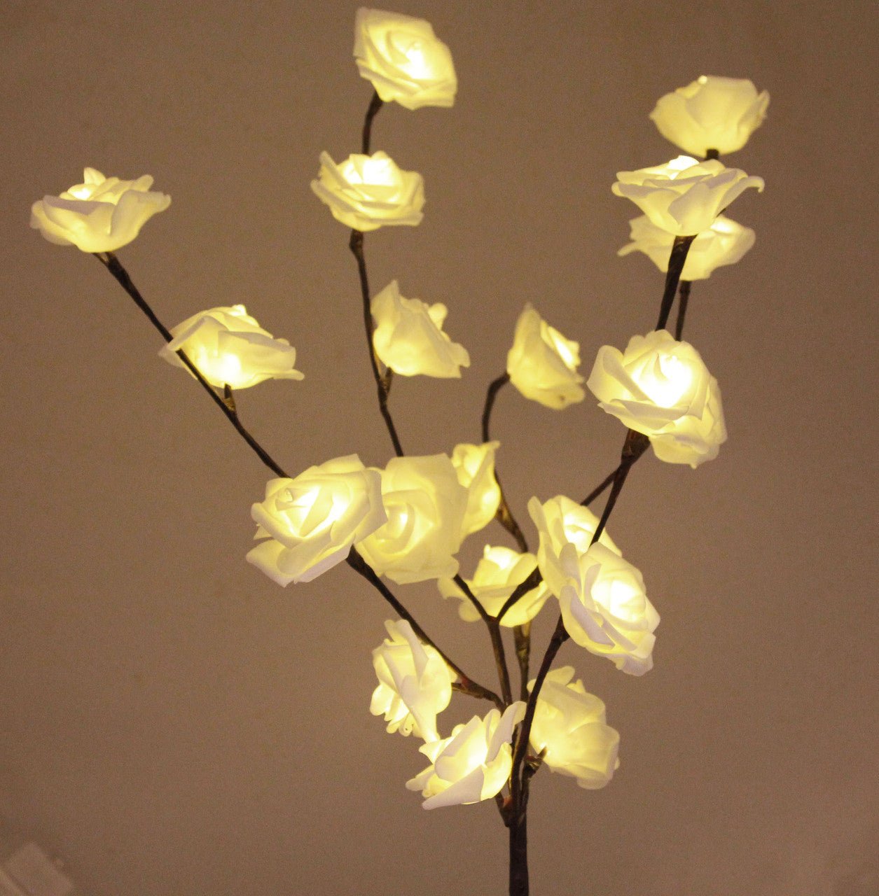 1 Set of 50cm H 20 LED White Rose Tree Branch Stem Fairy Light Wedding Event Party Function Table Vase Centrepiece Decoration - NuSea