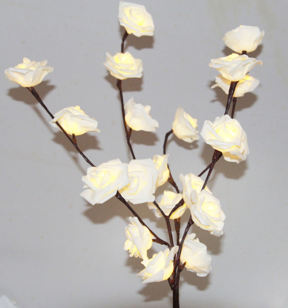1 Set of 50cm H 20 LED White Rose Tree Branch Stem Fairy Light Wedding Event Party Function Table Vase Centrepiece Decoration - NuSea