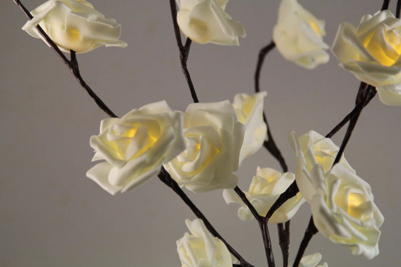 1 Set of 50cm H 20 LED White Rose Tree Branch Stem Fairy Light Wedding Event Party Function Table Vase Centrepiece Decoration - NuSea