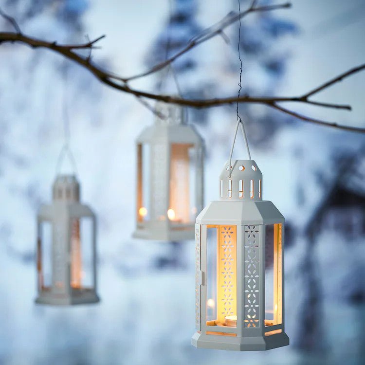 10 Pack of White Metal Miners Lantern Summer Wedding Home Party Room Balconey Deck Decoration 21cm Tealight Candle - NuSea