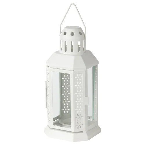 10 Pack of White Metal Miners Lantern Summer Wedding Home Party Room Balconey Deck Decoration 21cm Tealight Candle - NuSea
