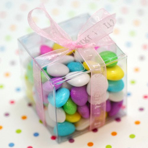 100 Pack of 6cm Clear PVC Plastic Folding Packaging Small rectangle/square Boxes for Wedding Jewelry Gift Party Favor Model Candy Chocolate Soap Box - NuSea