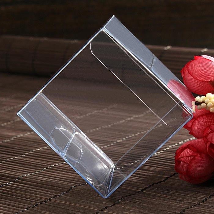 100 Pack of 7cm Clear PVC Plastic Folding Packaging Small rectangle/square Boxes for Wedding Jewelry Gift Party Favor Model Candy Chocolate Soap Box - NuSea