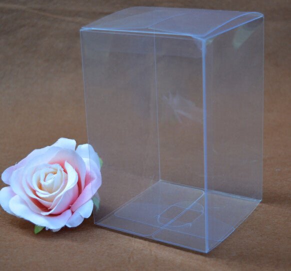 100 Pack of 8x8x10cm Clear PVC Plastic Folding Packaging Small rectangle/square Boxes for Wedding Jewelry Gift Party Favor Model Candy Chocolate Soap Box - NuSea