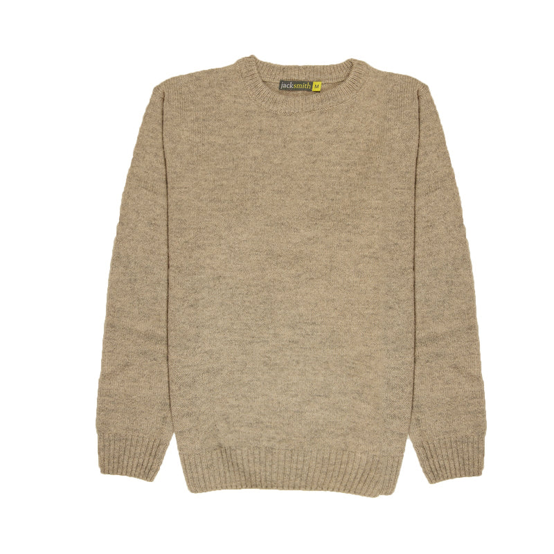 100% SHETLAND WOOL CREW Round Neck Knit JUMPER Pullover Mens Sweater Knitted - Beige (03) - M - NuSea