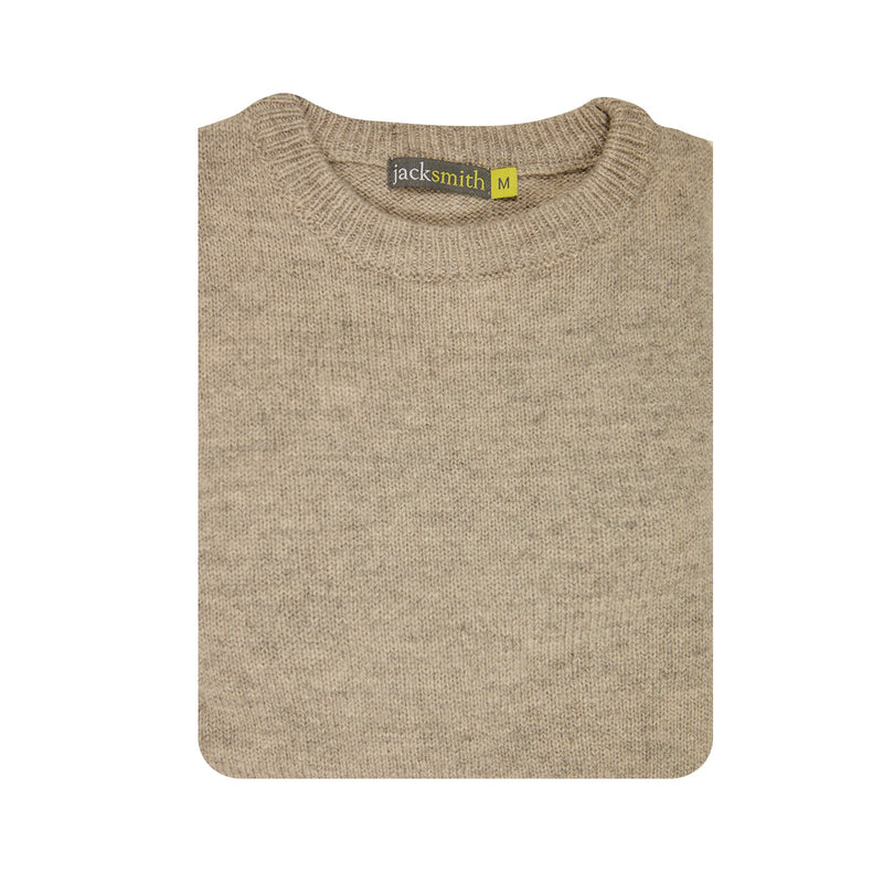 100% SHETLAND WOOL CREW Round Neck Knit JUMPER Pullover Mens Sweater Knitted - Beige (03) - M - NuSea