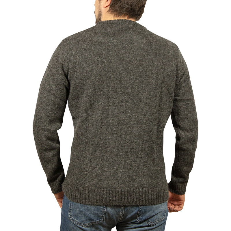 100% SHETLAND WOOL CREW Round Neck Knit JUMPER Pullover Mens Sweater Knitted - Charcoal (29) - 6XL - NuSea