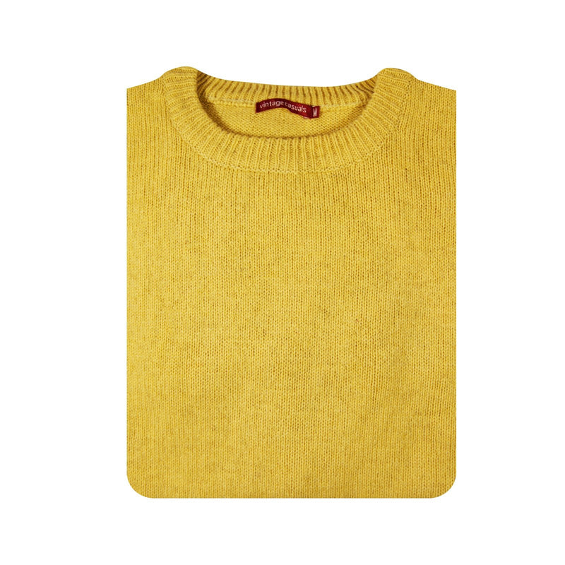 100% SHETLAND WOOL CREW Round Neck Knit JUMPER Pullover Mens Sweater Knitted - Corn (14) - S - NuSea
