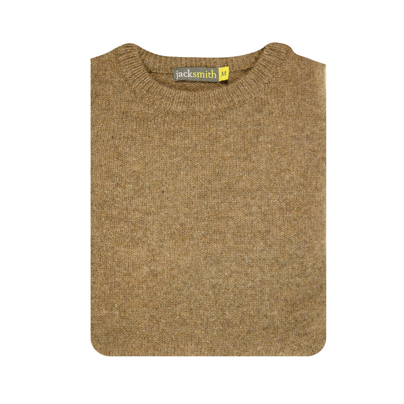 100% SHETLAND WOOL CREW Round Neck Knit JUMPER Pullover Mens Sweater Knitted - Nutmeg (23) - XXL - NuSea