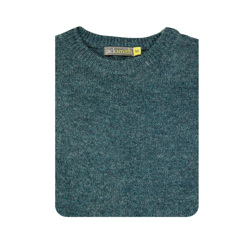 100% SHETLAND WOOL CREW Round Neck Knit JUMPER Pullover Mens Sweater Knitted - Sherwood (32) - XXL - NuSea