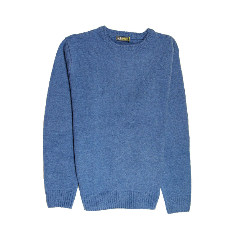 100% SHETLAND WOOL CREW Round Neck Knit JUMPER Pullover Mens Sweater Knitted - Sky (40) - 5XL - NuSea