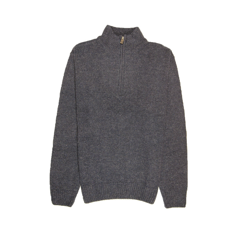 100% SHETLAND WOOL Half Zip Up Knit JUMPER Pullover Mens Sweater Knitted - Denim Blue (45) - XXL - NuSea