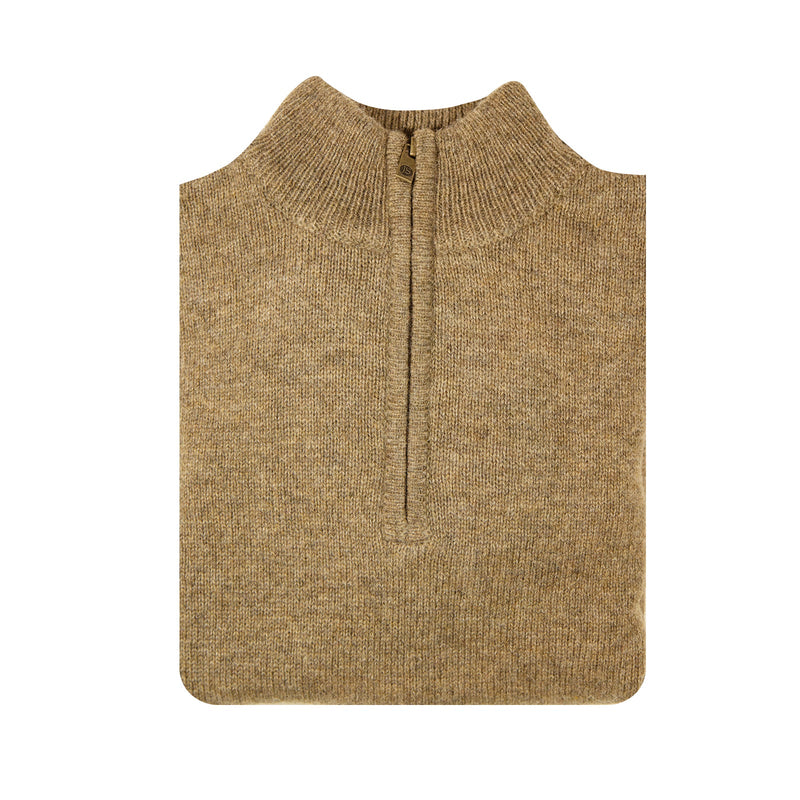 100% SHETLAND WOOL Half Zip Up Knit JUMPER Pullover Mens Sweater Knitted - Nutmeg (23) - XL - NuSea