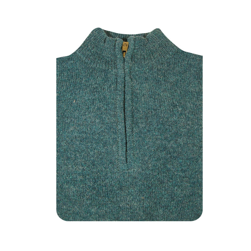 100% SHETLAND WOOL Half Zip Up Knit JUMPER Pullover Mens Sweater Knitted - Sherwood (32) - XL - NuSea
