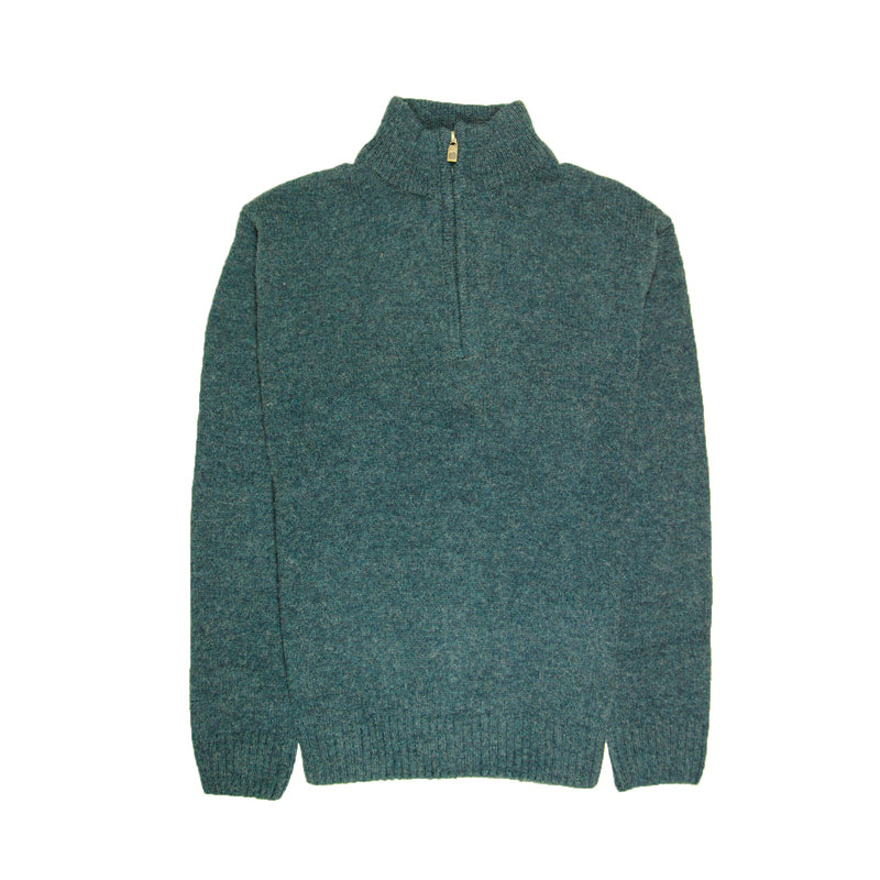 100% SHETLAND WOOL Half Zip Up Knit JUMPER Pullover Mens Sweater Knitted - Sherwood (32) - XL - NuSea