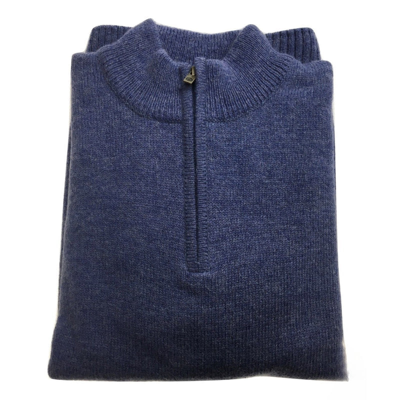 100% SHETLAND WOOL Half Zip Up Knit JUMPER Pullover Mens Sweater Knitted - Sky (40) - L - NuSea