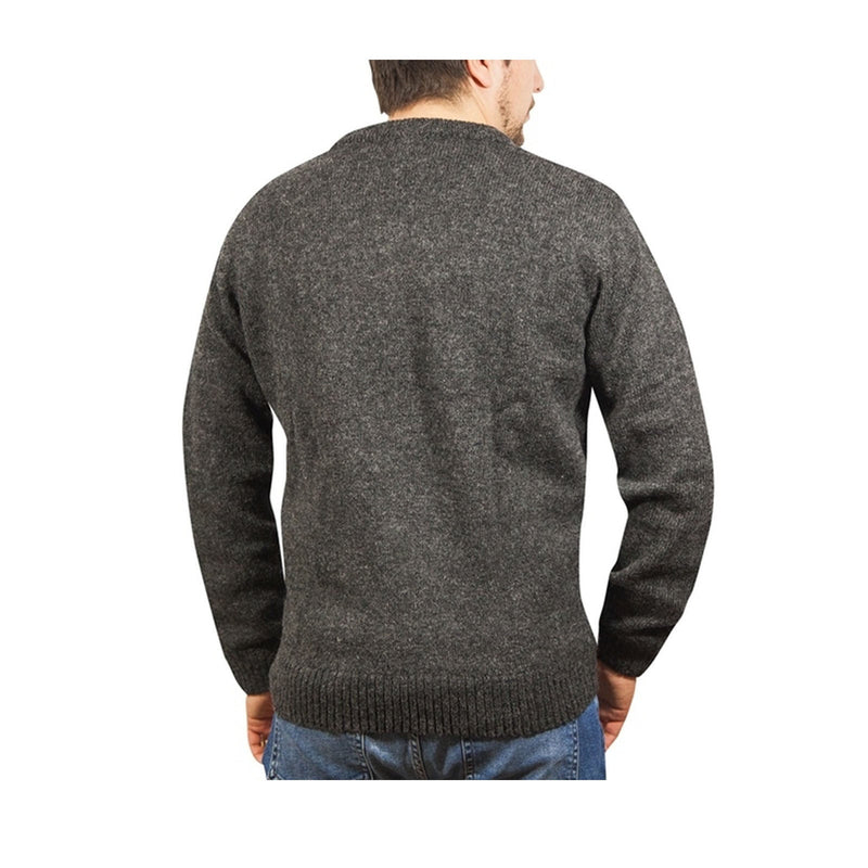 100% Shetland Wool V Neck Knit Jumper Pullover Mens Sweater Knitted - Charcoal (29) - XL - NuSea