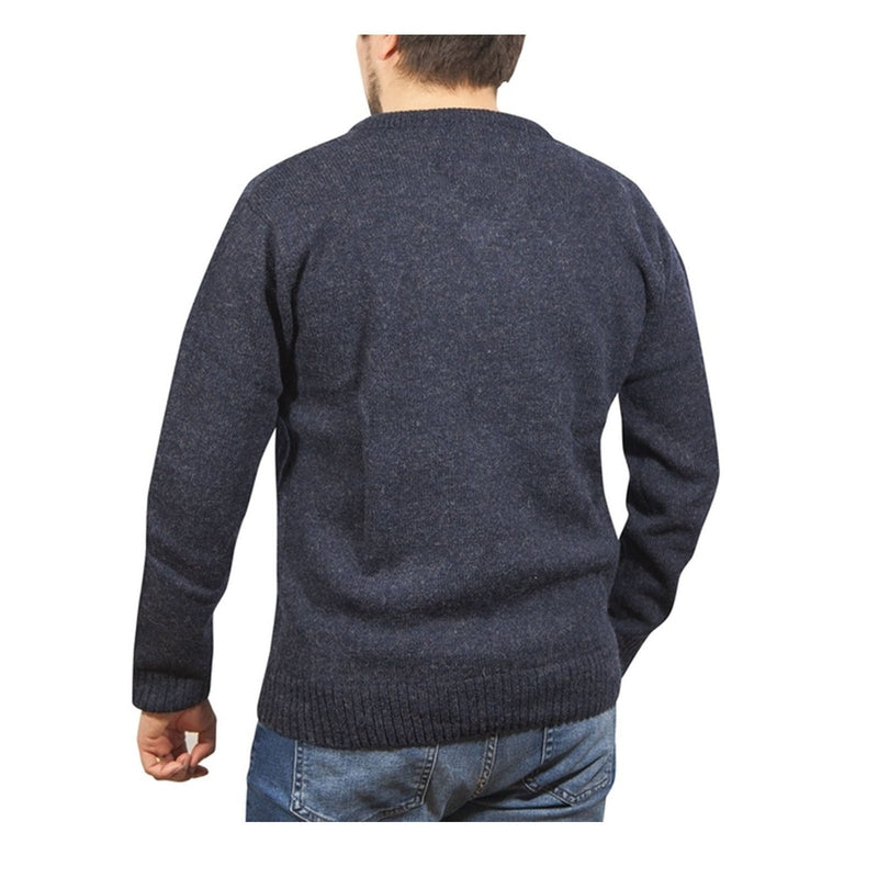 100% Shetland Wool V Neck Knit Jumper Pullover Mens Sweater Knitted - Navy (45) - S - NuSea