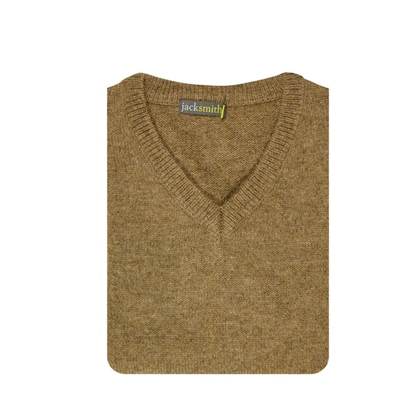 100% Shetland Wool V Neck Knit Jumper Pullover Mens Sweater Knitted - Nutmeg (23) - 4XL - NuSea
