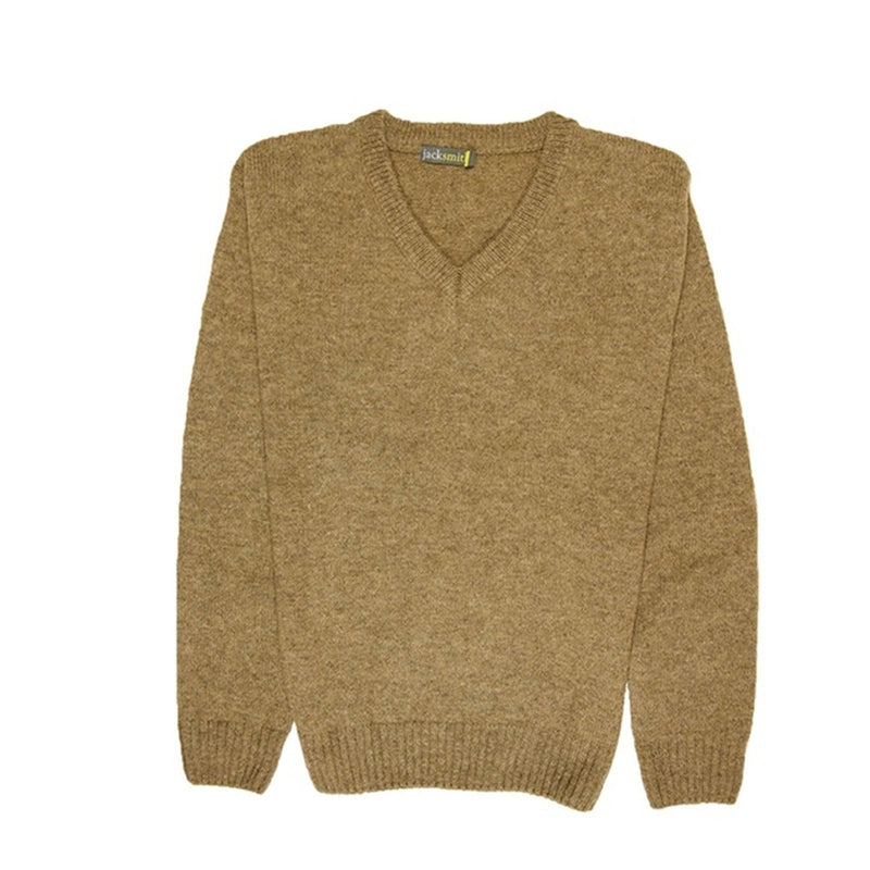 100% Shetland Wool V Neck Knit Jumper Pullover Mens Sweater Knitted - Nutmeg (23) - 4XL - NuSea