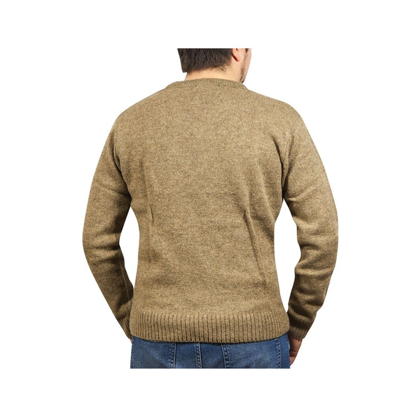 100% Shetland Wool V Neck Knit Jumper Pullover Mens Sweater Knitted - Nutmeg (23) - XL - NuSea