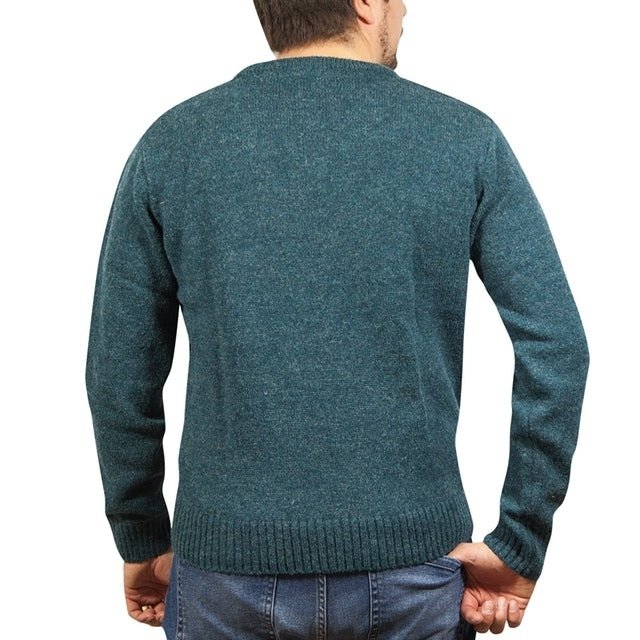 100% Shetland Wool V Neck Knit Jumper Pullover Mens Sweater Knitted - Sherwood (32) - 6XL - NuSea